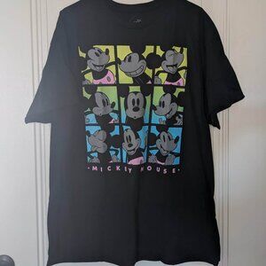 Hot Topic Disney Unisex Mickey Mouse Neon Grid Expressions Mood Shirt - XL - NWT